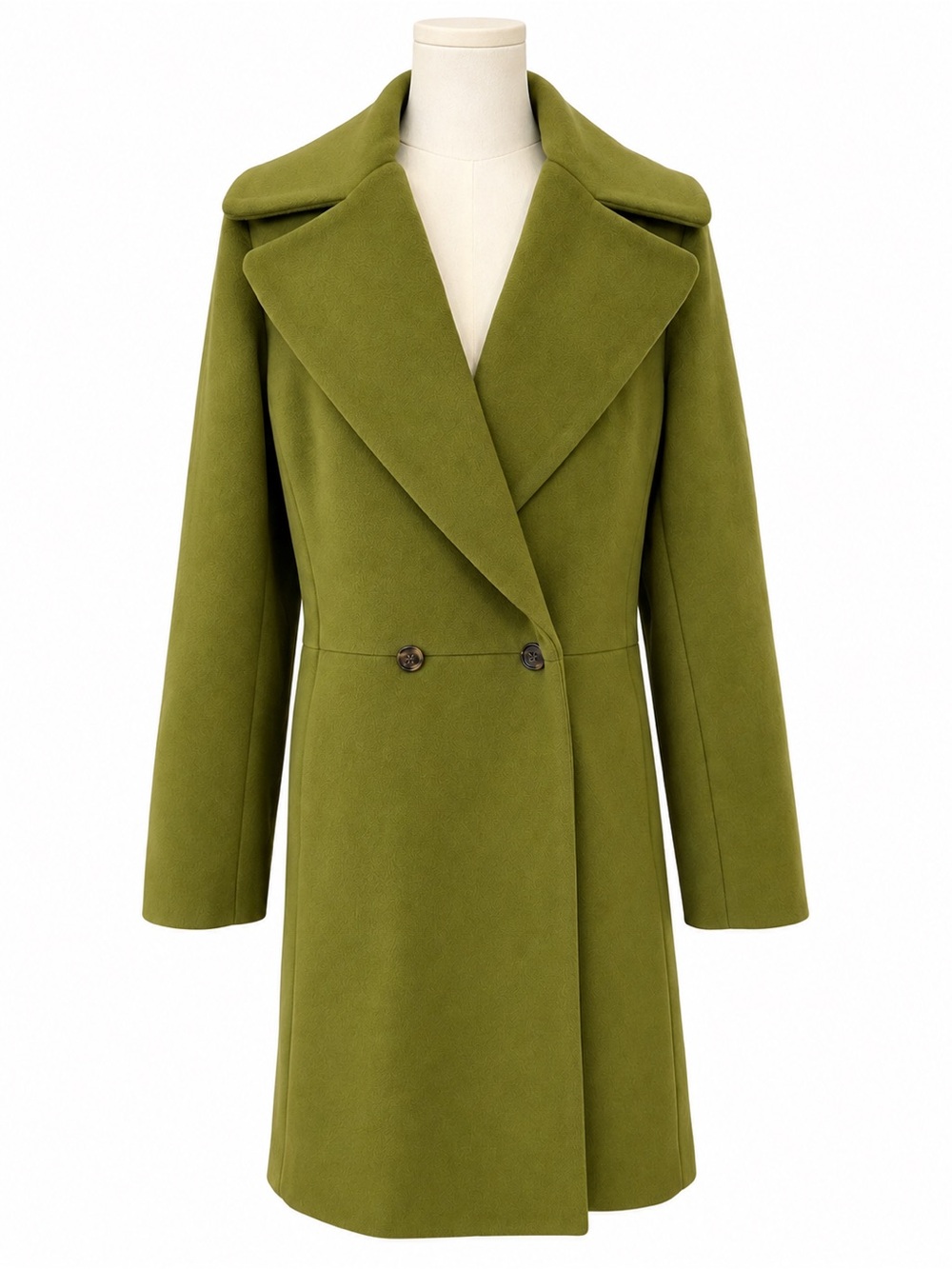 Garnet Hill Classic Wool Long Line Pea Coat Olive Green